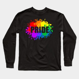 Gay Pride Splash Colorful Rainbow Flag with Paint Splatter Long Sleeve T-Shirt